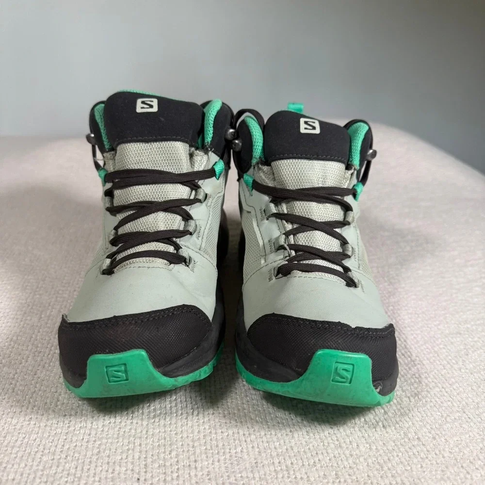 Salomon Outward CSWP Hiking Boots‎ 4 Grey Green Waterproof Kids 412848
